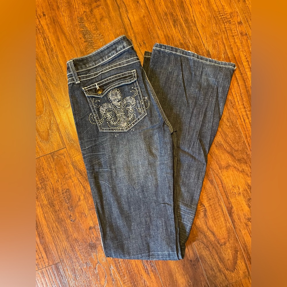 9x38 Rock 47 Wrangler Boot Cut Jeans with Embellished Pocket